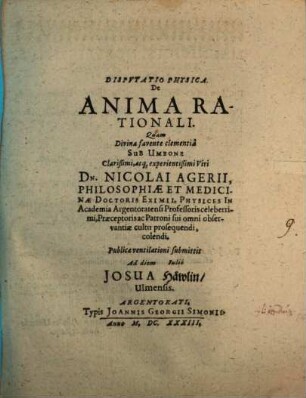 Dispvtatio physica de anima rationali