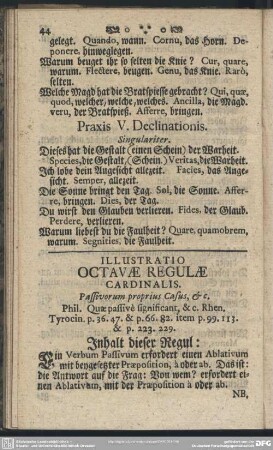 Illustratio Octavae Regulae Cardinalis. Passivorum proprius Casus &c.