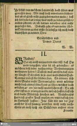 11. [Verwunderung, warumb er Freundschafft vergessen, und nicht antwortet, An eben vorigen Cavallier]