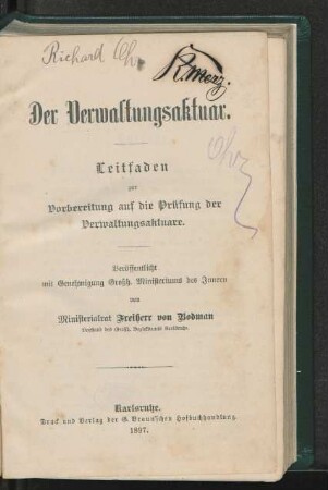 Der Verwaltungsaktuar : Leitfaden zur Vorbereitung auf die Prüfung der Verwaltungsaktuare