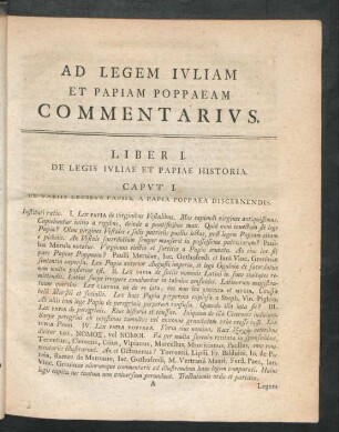 Liber I. De Legis Iuliae Et Papiae Historia