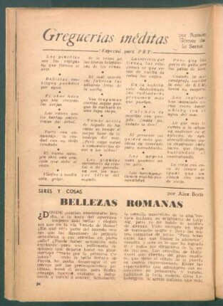 Bellezas romanas : Seres y cosas