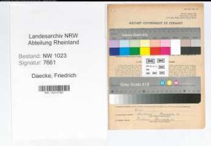 Entnazifizierung Friedrich Daecke , geb. 11.10.1891 (Schmied)