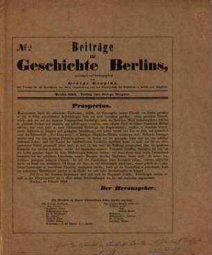 Beiträge zur Geschichte Berlins, 1840, Nr. 2