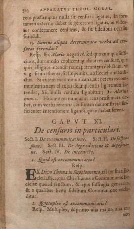 Capvt XI. De censuris in particulari.