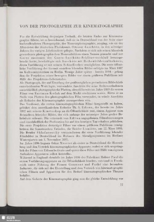 Von der Photographie zur Kinematographie