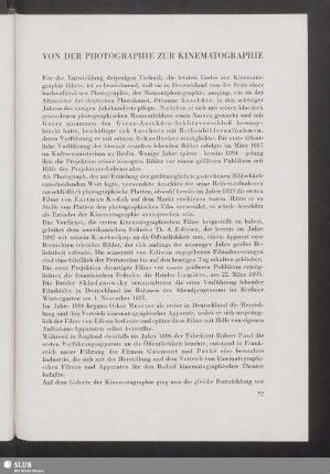 Von der Photographie zur Kinematographie