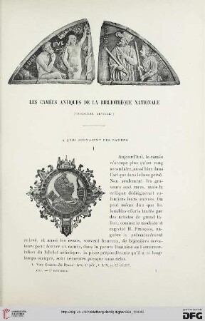 3. Pér. 21.1899: Les camées antiques de la Bibliothèque Nationale, 3