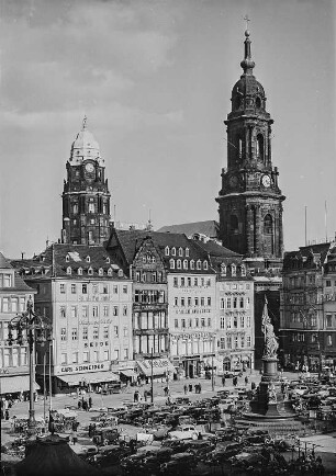 Dresden-Altstadt. Altmarkt. Ansicht mit Germania-Denkmal (Siegesdenkmal 1870/1871)
