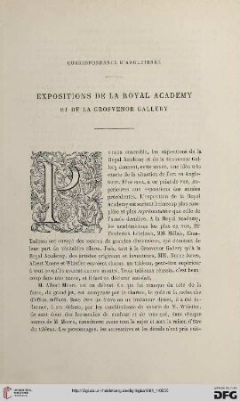 2. Pér. 29.1884: Expositions de la Royal Academy et de la Grosvenor Gallery : correspondance d'Angleterre