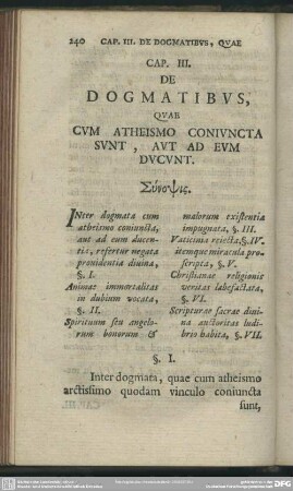 Cap. III. De Dogmatibus, Quae Cum Atheismo Coniuncta Sunt, Aut Ad Eum Ducunt