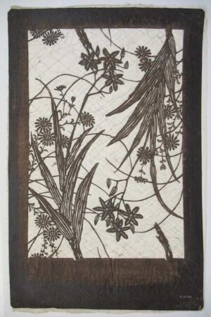 Katagami mit Sommerblumen