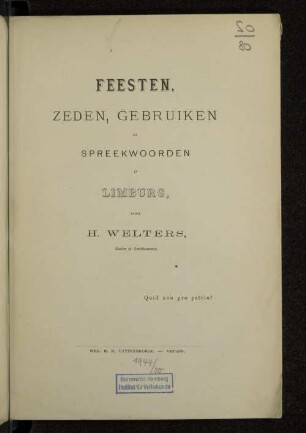 Feesten, zeden, gebruiken en spreekwoorden in Limburg