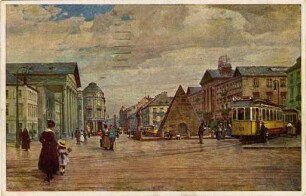 Erster Weltkrieg - Feldpostkarten. "Marktplatz in Karlsruhe"