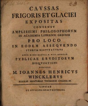 Cavssas Frigoris Et Glaciei Expositas