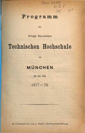 Programm : für d. Studienjahr .... 1877/78