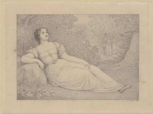 Liegende Dame im Wald
