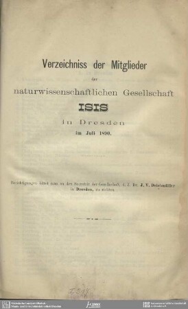 Verzeichnis der Mitglieder der Gesellschaft ISIS in Dresden im Juli 1990