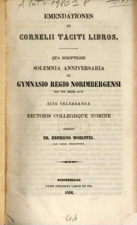 Emendationes in Cornelii Taciti libros
