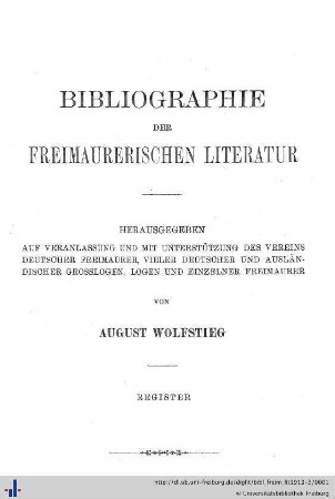 Register: Bibliographie der freimaurerischen Literatur