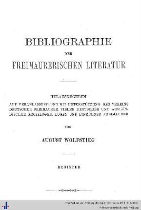 Register: Bibliographie der freimaurerischen Literatur