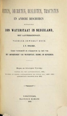 Wetten, decreten, besluiten, tractaten en andere bescheiden betreffende de waterstaat in Nederland. 29. 1892 (1893)
