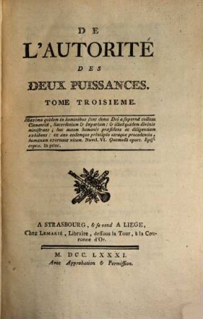 De L'Autorité Des Deux Puissances, 3