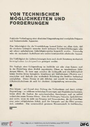 Von technischen Möglichkeiten und Forderungen