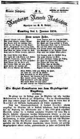Augsburger neueste Nachrichten : Schwäbischer Kurier. 1870,1/3 = Jg. 9