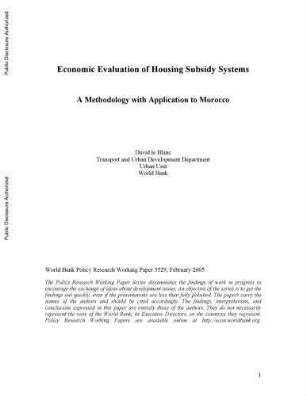Economic evaluation of housing subsidy systems: a methodology with application to Morocco