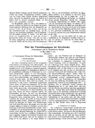 Über den Vorstellungstypus der Schulkinder : Untersuchungen nach der Kraepelinschen Methode ; (Fortsetzung)