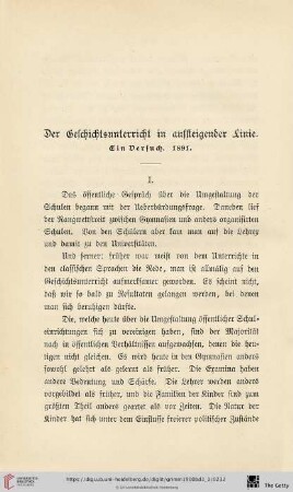 Der Geschichtsunterricht in aufsteigender Linie