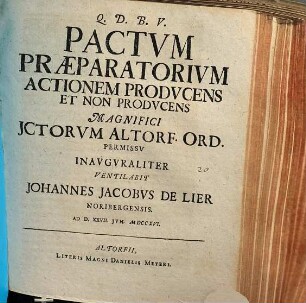 Pactvm praeparatorivm actionem prodvcens et non prodvcens