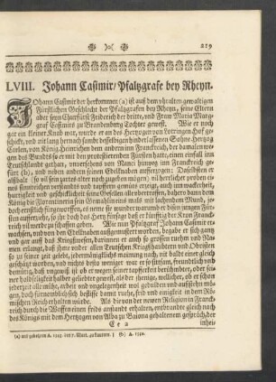 LVIII. Johann Casimir/ Pfaltzgrafe bey Rheyn