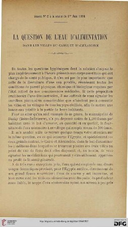 3.Ser. 5.1894: La question de l'eau d'alimentation dans les villes du Caire et d'Alexandrie