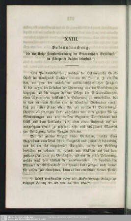 XXIII. Bekanntmachung, die diesjährige Hauptversammlung der Oekonomischen Gesellschaft im Königreich Sachsen betreffend.