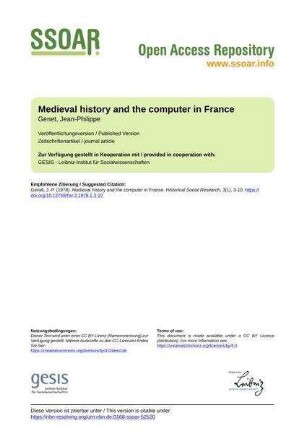 Medieval history and the computer in France