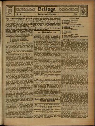 Zweite Ausgabe vom Sonntag, den 07. November 1920.