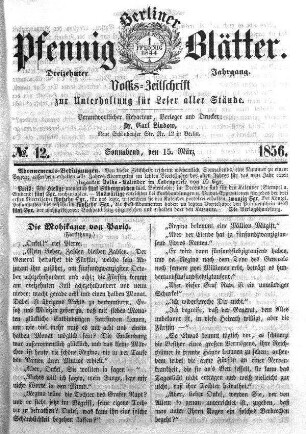 No. 12, Sonnabend, den 15. März