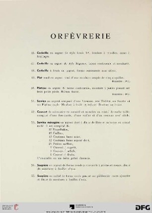 Orfèvrerie (Nr. 46-55)