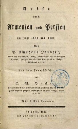 Reise durch Armenien und Persien im Jahr 1805 und 1806