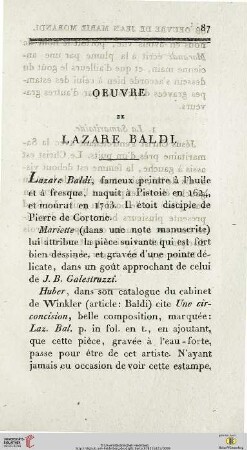 Oeuvre de Lazare Baldi