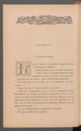 Capítulo V - La primera noticia