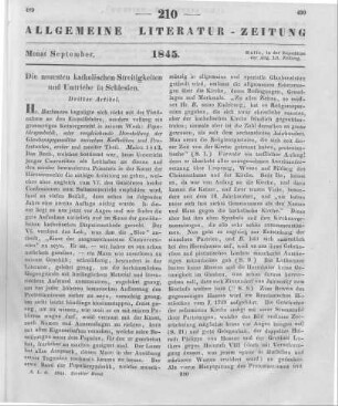 Die neuesten katholischen Streitigkeiten und Umtriebe in Schlesien. Dritter Artikel.