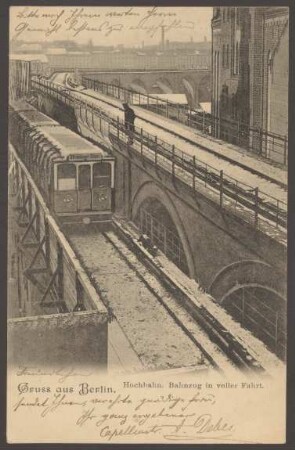 Ansichtskarte "Bahnzug in voller Fahrt", Gleisdreieck [1/2]