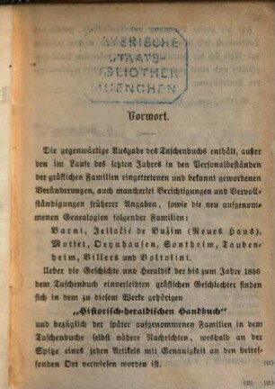 Gothaisches genealogisches Taschenbuch der gräflichen Häuser. 33, 33. 1860