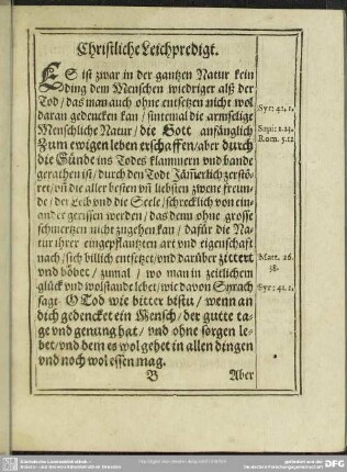 Leichenpredigt : Christliche Leichpredigt