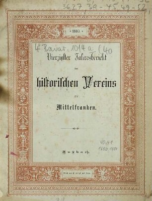 Jahresbericht des Historischen Vereins für Mittelfranken, 40. 1880