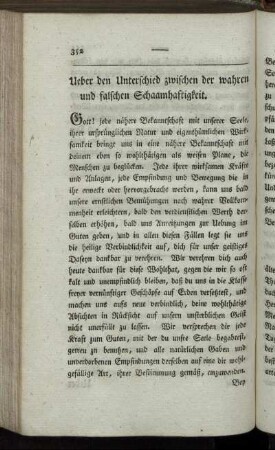 Ueber den Unterschied zwischen der wahren und falschen Schaamhaftigkeit.