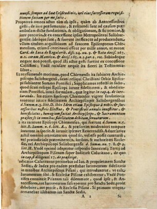 R. P. D. Scotto Salisburgen, seu Chiemen. Testimonialium : Pro Celsissimo, & Reuerendiss. D. Archiepiscopo, & Principe Salisburgensi. Contra Illustriss. & Reuerendiss. D. Episcopum Chiemensem. Facti